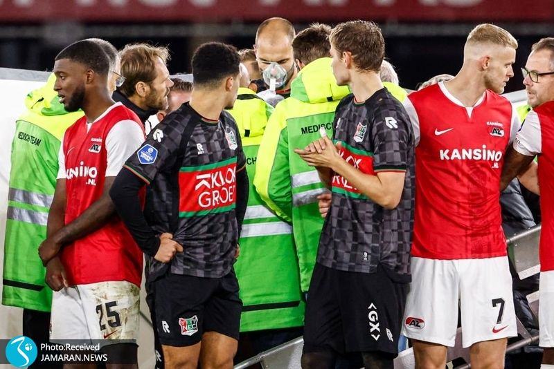 شوک در لیگ هلند با بیهوشی بازیکن نایمخن/ ویدئو 10 بیهوشی باس دوست