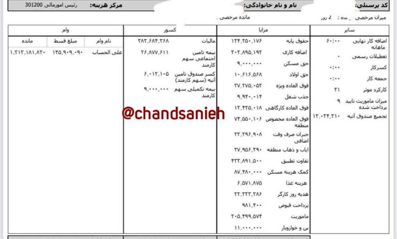 حقوق های نجومی ادامه دارد؟ 1 فیش حقوقی ۱۳۹ میلیونی یک کارمند پتروشیمی