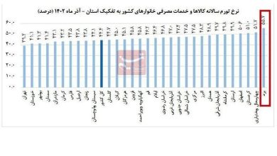 کدام استان بیشترین تورم را دارد؟ 4 این شهر بیشترین تورم را دارد