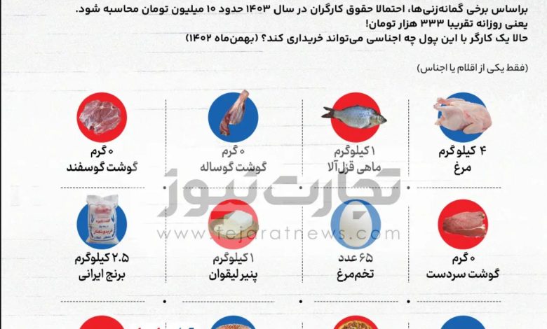 با حقوق یک روز کارگر چه اقلامی می‌توان خرید؟ (اینفوگرافیک)