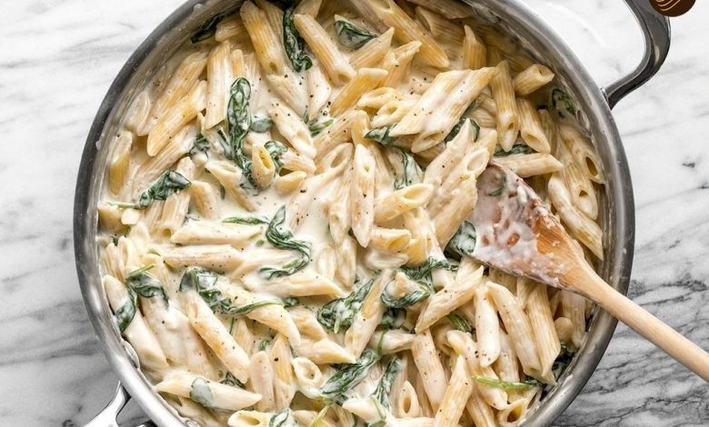 پاستا آلفردو رژیمی بدون کره و خامه 1 پاستا آلفردو