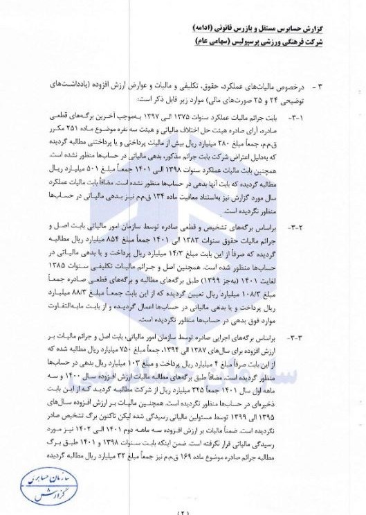 زیان انباشته پرسپولیس و استقلال و تفاوت میلیاردی بدهی مالیاتی/ تصاویر_بام وطن 12 22